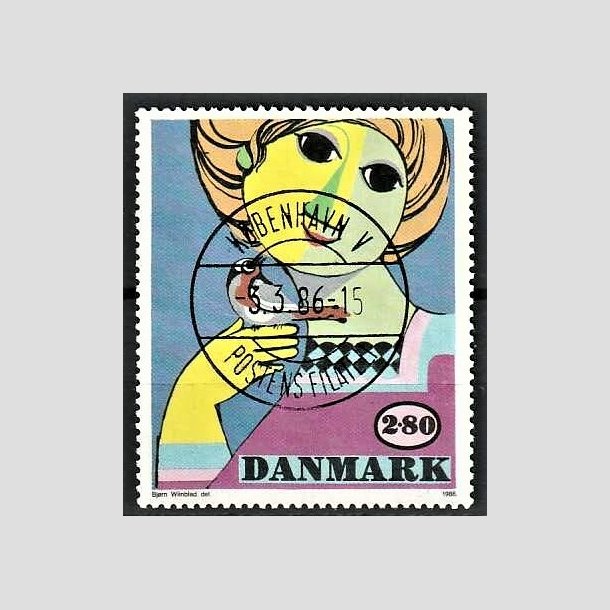 FRIMRKER DANMARK | 1986 - AFA 849 - Bjrn Wiinblad - 2,80 Kr. flerfarvet - Pragt Stemplet Kbenhavn V