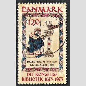 FRIM�RKER DANMARK | 1973 - AFA 550 - Det Kongelige Bibliotek 300 �r - 120 �re beige/brun/bl�/r�d - Pragt Stemplet Randers