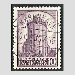 FRIM�RKER DANMARK | 1942 - AFA 273 - Rundet�rn 10 �re violet - Lux Stemplet K�benhavn