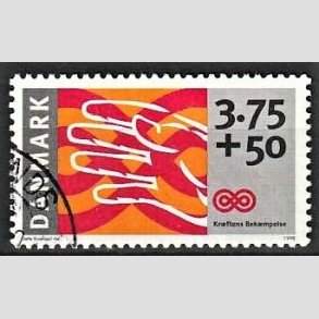 FRIMRKER DANMARK | 1998 - AFA 1186 - Krftens Bekmpelse - 3,75 Kr. + 50 re flerfarvet - Pnt Stemplet