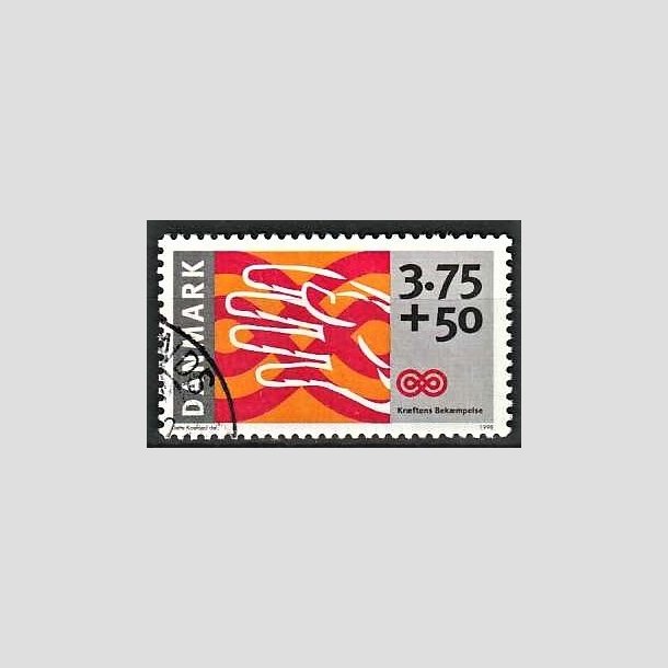 FRIMRKER DANMARK | 1998 - AFA 1186 - Krftens Bekmpelse - 3,75 Kr. + 50 re flerfarvet - Pnt Stemplet