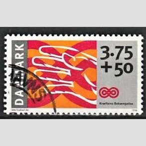 FRIMRKER DANMARK | 1998 - AFA 1186 - Krftens Bekmpelse - 3,75 Kr. + 50 re flerfarvet - Pnt Stemplet