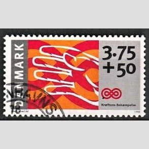 FRIMRKER DANMARK | 1998 - AFA 1186 - Krftens Bekmpelse - 3,75 Kr. + 50 re flerfarvet - Pnt Stemplet