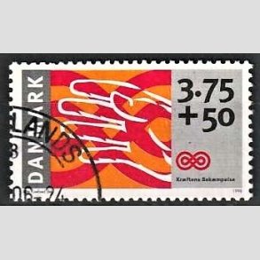 FRIMRKER DANMARK | 1998 - AFA 1186 - Krftens Bekmpelse - 3,75 Kr. + 50 re flerfarvet - Pnt Stemplet