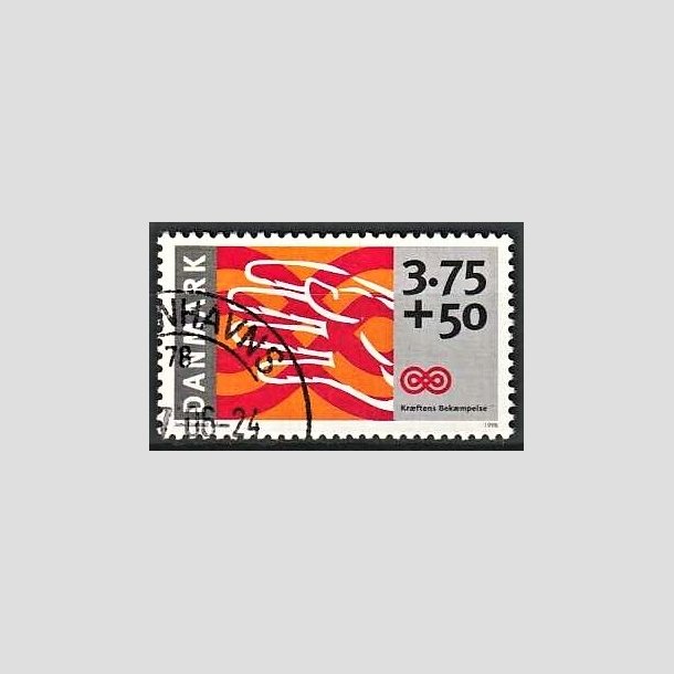 FRIMRKER DANMARK | 1998 - AFA 1186 - Krftens Bekmpelse - 3,75 Kr. + 50 re flerfarvet - Pnt Stemplet