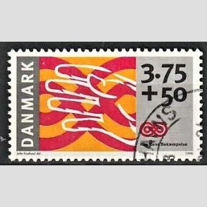 FRIMRKER DANMARK | 1998 - AFA 1186 - Krftens Bekmpelse - 3,75 Kr. + 50 re flerfarvet - Pnt Stemplet
