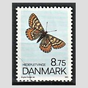 FRIMRKER DANMARK | 1993 - AFA 1039 - Sommerfugle - 8,75 Kr. flerfarvet - Pnt Stemplet