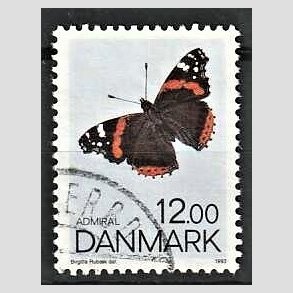 FRIMRKER DANMARK | 1993 - AFA 1040 - Sommerfugle - 12,00 Kr. flerfarvet - Pnt Stemplet