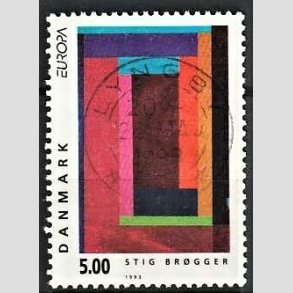 FRIMRKER DANMARK | 1993 - AFA 1042 - Nutidskunst - 5,00 Kr. flerfarvet - Pnt Stemplet