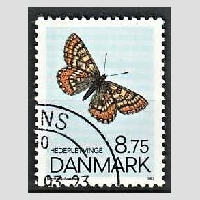 FRIMRKER DANMARK | 1993 - AFA 1039 - Sommerfugle - 8,75 Kr. flerfarvet - Pnt Stemplet