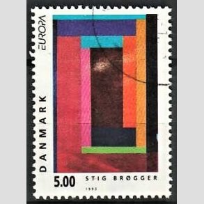 FRIMRKER DANMARK | 1993 - AFA 1042 - Nutidskunst - 5,00 Kr. flerfarvet - Pnt Stemplet