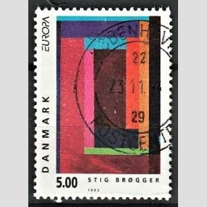 FRIMRKER DANMARK | 1993 - AFA 1042 - Nutidskunst - 5,00 Kr. flerfarvet - Pnt Stemplet