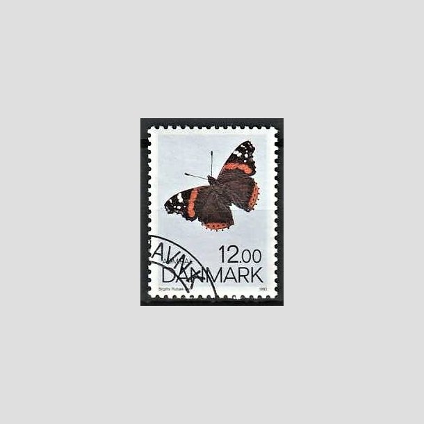 FRIMRKER DANMARK | 1993 - AFA 1040 - Sommerfugle - 12,00 Kr. flerfarvet - Pnt Stemplet