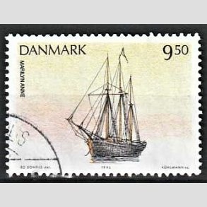 FRIMRKER DANMARK | 1993 - AFA 1048 - Sejlskibe - 9,50 Kr. flerfarvet - Pnt Stemplet