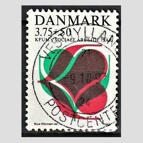 FRIMRKER DANMARK | 1993 - AFA 1052 - KFUM 75 r. - 3,75 Kr. + 50 re rd/grn/sort - Pnt Stemplet 