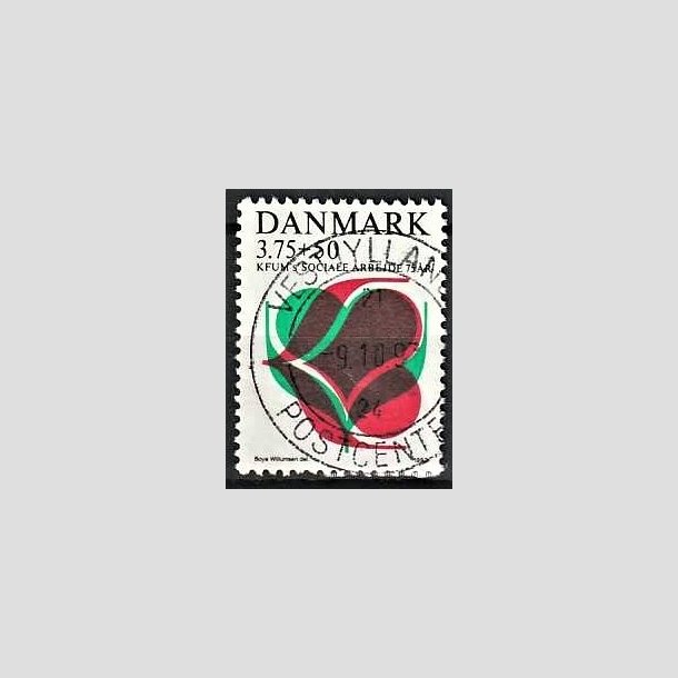 FRIMRKER DANMARK | 1993 - AFA 1052 - KFUM 75 r. - 3,75 Kr. + 50 re rd/grn/sort - Pnt Stemplet 