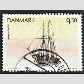 FRIMRKER DANMARK | 1993 - AFA 1048 - Sejlskibe - 9,50 Kr. flerfarvet - Pnt Stemplet
