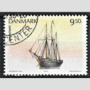 FRIMRKER DANMARK | 1993 - AFA 1048 - Sejlskibe - 9,50 Kr. flerfarvet - Pnt Stemplet