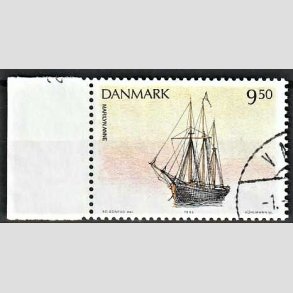 FRIMRKER DANMARK | 1993 - AFA 1048 - Sejlskibe - 9,50 Kr. flerfarvet - Pnt Stemplet