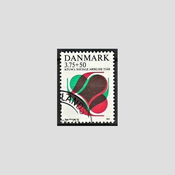 FRIMRKER DANMARK | 1993 - AFA 1052 - KFUM 75 r. - 3,75 Kr. + 50 re rd/grn/sort - Pnt Stemplet 