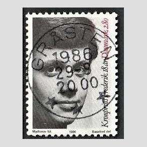 FRIM�RKER DANMARK | 1986 - AFA 858 - Kronprins Frederik 18 �r - 2,80 Kr. sort/r�d - Pragt Stemplet Gr�sten