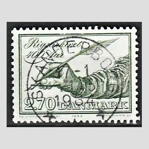 FRIM�RKER DANMARK | 1982 - AFA 755 - Rigsarkivet 400 �r - 2,70 Kr. gr�gr�n - Pragt Stemplet Skanderborg