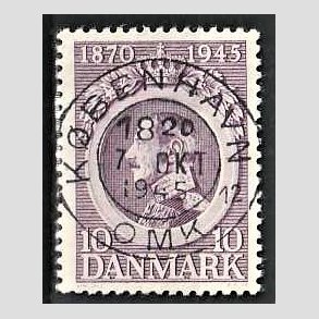 FRIM�RKER DANMARK | 1945 - AFA 290 - Chr. X 75 �r 10 �re violet - Pragt Stemplet K�benhavn
