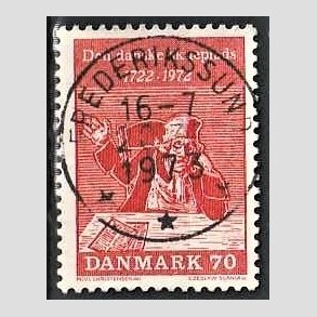 FRIM�RKER DANMARK | 1972 - AFA 532 - Holbergs komedier - 70 �re r�d - Lux Stemplet Frederikssund