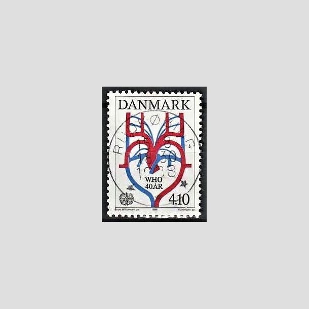FRIMRKER DANMARK | 1988 - AFA 909 - WHO 40 r - 4,10 Kr. flerfarvet - Lux Stemplet Rudkbing