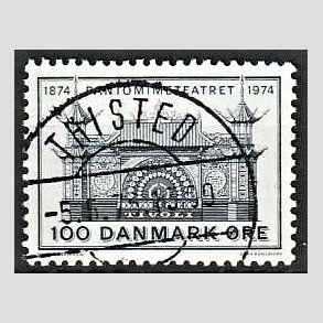 FRIM�RKER DANMARK | 1974 - AFA 565 - Pantomimeteateret 100 �r - 100 �re bl� - Pragt Stemplet Thisted