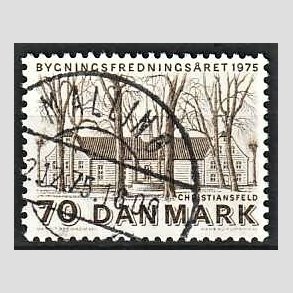 FRIM�RKER DANMARK | 1975 - AFA 591 - Bygningsfredning - 70 �re brun - Pragt Stemplet Malling