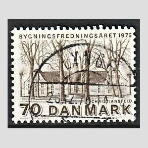 FRIM�RKER DANMARK | 1975 - AFA 591 - Bygningsfredning - 70 �re brun - Pragt Stemplet Lynge