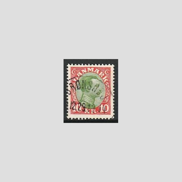 FRIMRKER DANMARK | 1927-28 - AFA 177 - Chr. X 10 Kr. rd/grn - Stemplet Brnshj