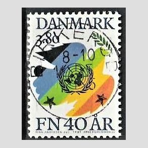 FRIM�RKER DANMARK | 1985 - AFA 841 - FN 40 �r - 3,80 Kr. flerfarvet - Lux Stemplet Birker�d