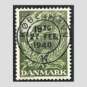 FRIM�RKER DANMARK | 1947 - AFA 299 - Modstandsbev�gelsen - 15 + 5 �re gr�n - Pragt Stemplet K�benhavn