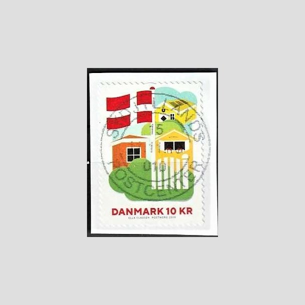 FRIMRKER DANMARK | 2019 - AFA 1954 - 800-ret for Dannebrog. - 10,00 kr. flerfarvet p klip - Pragt Stemplet