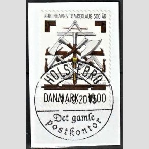 FRIM�RKER DANMARK | 2015 - AFA 1834 - K�benhavns T�mrelaug 500 �r - 10,00 Kr. flerfarvet p� klip - Pragt Stemplet Holstebro