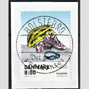 FRIM�RKER DANMARK | 2016 - AFA 1858 - Folkesport - 8,00 Kr. flerfarvet p� klip - Pragt Stemplet Holstebro
