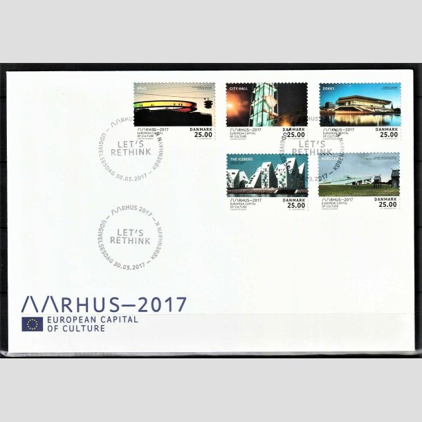 FRIMRKER DANMARK | 2017 - AFA 1894-98 - Aarhus 2017 - 25,00 kr. flerfarvet i komplet st p FDC - Pragt Stemplet