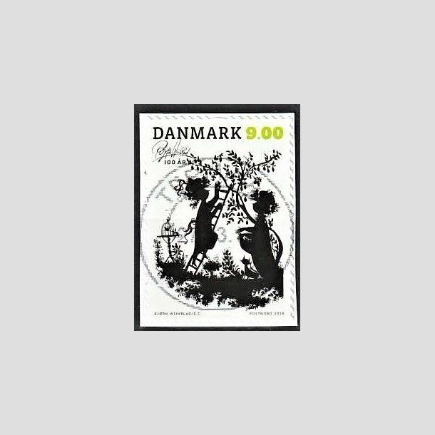 FRIMRKER DANMARK | 2018 - AFA 1924 - Bjrn Wiinblad - 9,00 kr. flerfarvet p klip - Pragt Stemplet 