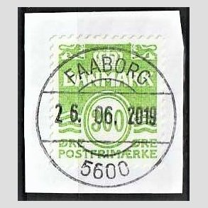 FRIM�RKER DANMARK | 1989 - AFA 923 - B�lgelinie - 300 �re lysgr�n p� klip - Pragt Stemplet Faaborg