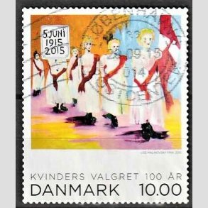 FRIMRKER DANMARK | 2015 - AFA 1832 - Kvinders valgret 100 r. - 10,00 kr. flerfarvet - Stemplet