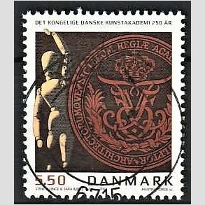 FRIM�RKER DANMARK | 2004 - AFA 1387 - Kunstakademiet 250 �r. - 5,50 Kr. flerfarvet - Pragt Stemplet Gjesing