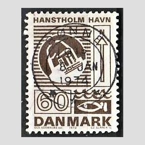 FRIM�RKER DANMARK | 1972 - AFA 535 - Trafiktekniske anl�g - 60 �re brun - Pragt Stemplet R�nne