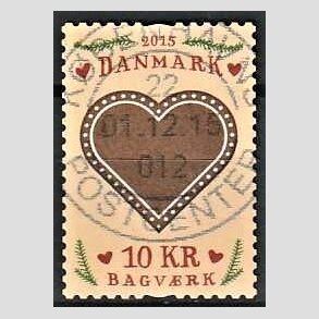 FRIM�RKER DANMARK | 2015 - AFA 1837 - Bagv�rk - 7,00 Kr. honninghjerte - Pragt Stemplet 