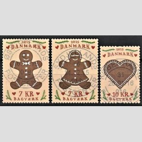 FRIM�RKER DANMARK | 2015 - AFA 1835-37 - Bagv�rk - 3 x 7,00 kr. i s�t - Pragt Stemplet