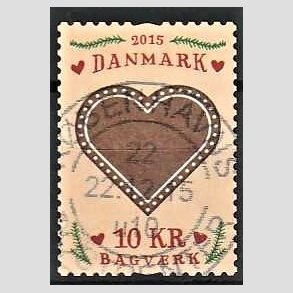 FRIM�RKER DANMARK | 2015 - AFA 1837 - Bagv�rk - 7,00 Kr. honninghjerte - Pragt Stemplet