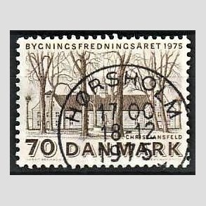 FRIM�RKER DANMARK | 1975 - AFA 591 - Bygningsfredning - 70 �re brun - Pragt Stemplet H�rsholm
