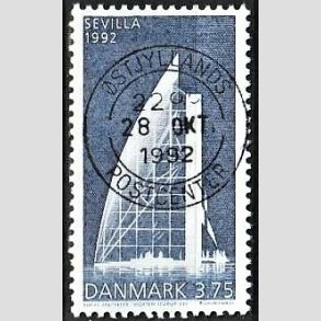 FRIM�RKER DANMARK | 1992 - AFA 1026 - EXPO 92 i Sevilla - 3,75 Kr. bl� - Pragt Stemplet 