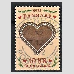 FRIM�RKER DANMARK | 2015 - AFA 1837 - Bagv�rk - 7,00 Kr. honninghjerte - Pragt Stemplet 